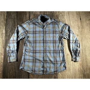 Eddie Bauer Mens L Classic Fit Blue Plaid L/S Flannel Button Up Pocket Shirt